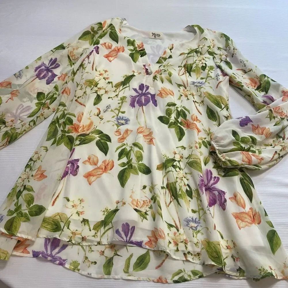 Show Me Your Mumu Floral Jamie Boho Tunic Top Blouse Size Small